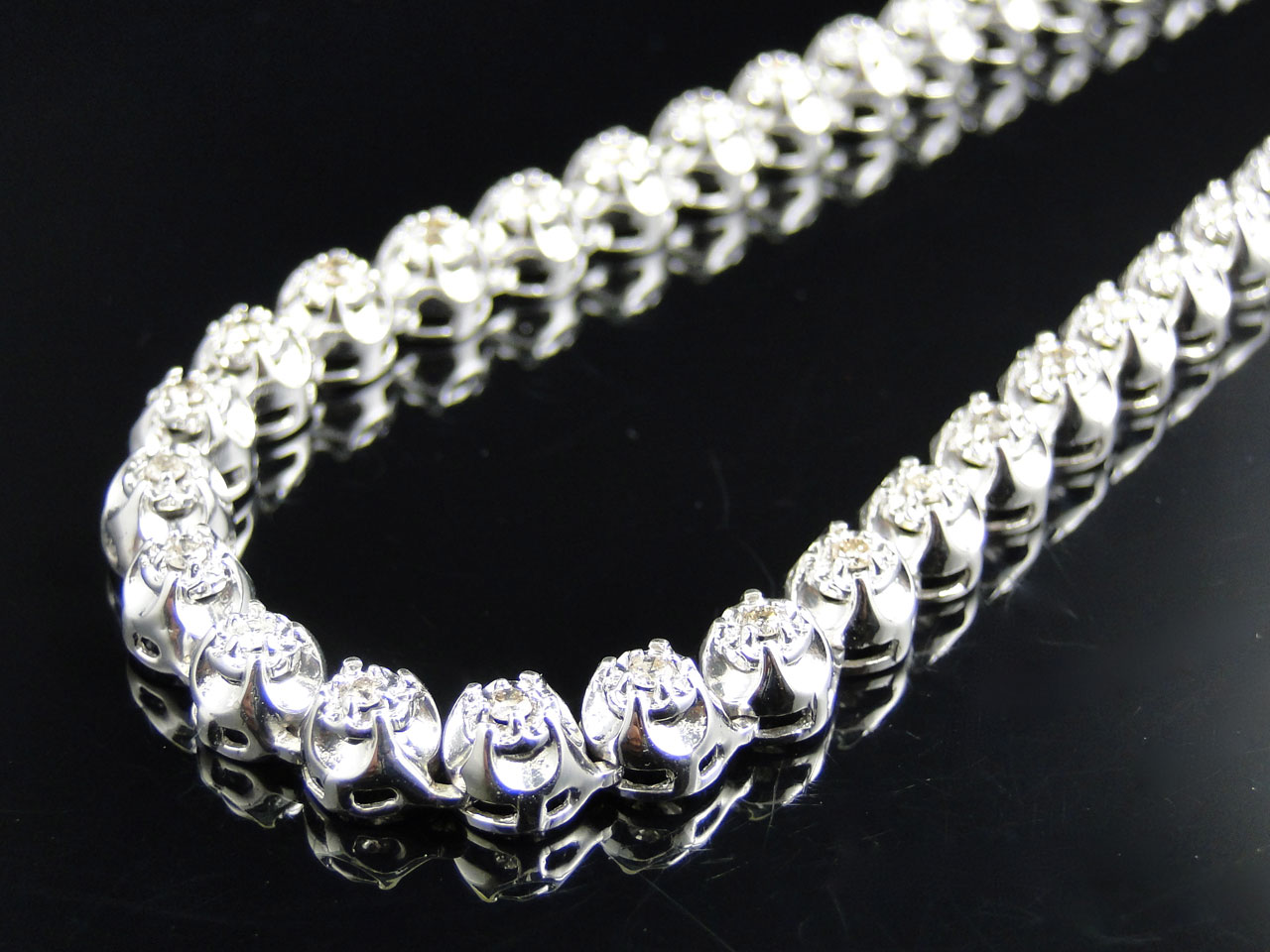 Prong Set 1 Row Genuine Diamond Chain in 10k White Gold (9 ct)