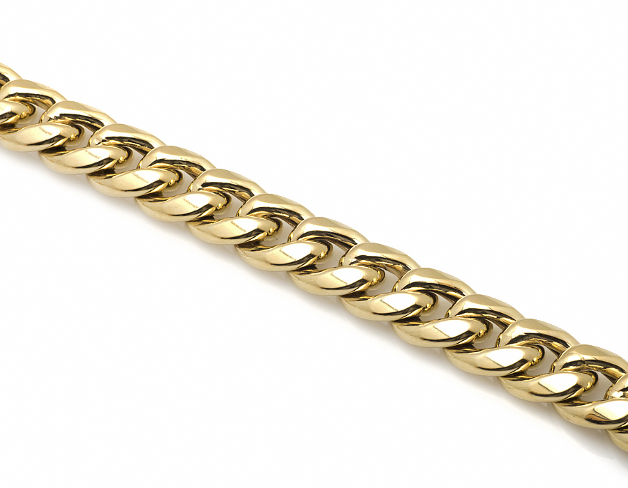 10K Yellow Gold Semi Solid Miami Cuban Link 13 MM Chain Necklace 28-36 Inches
