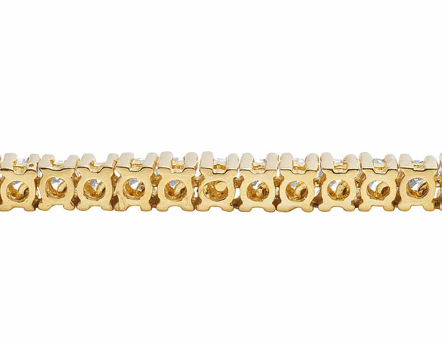 Men's 10K Yellow Gold Real Diamond 1 Row Prong Chain Necklace 14.75Ct 26