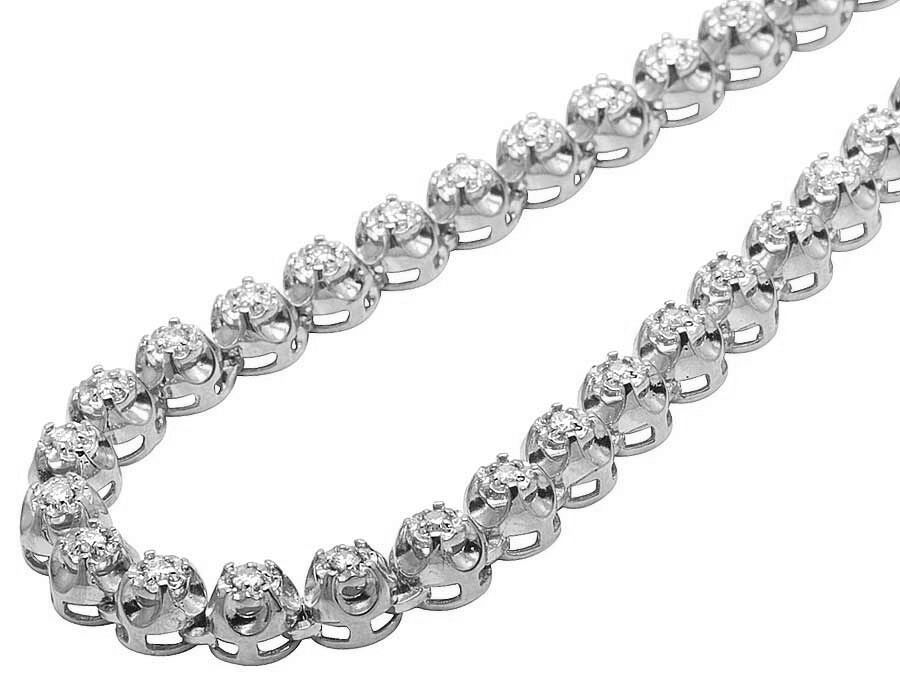 10K White Gold Diamond 7MM Tennis Chain Necklace 8 CT 33