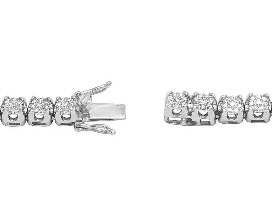 10K White Gold Diamond 6MM Cluster Tennis Chain Necklace 10 CT 24