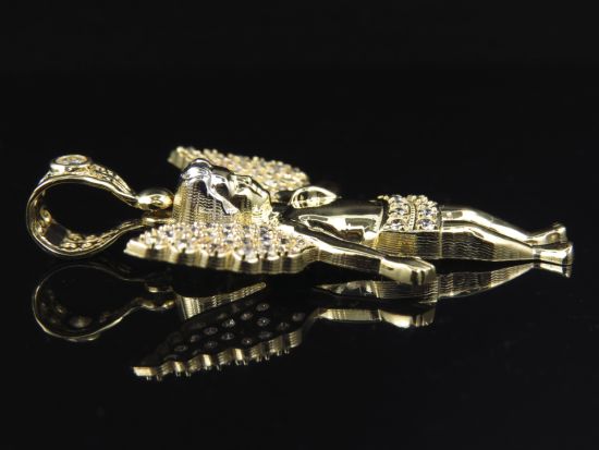 Simulated Diamond Heavenly Angel Pendant In 10k Yellow Gold
