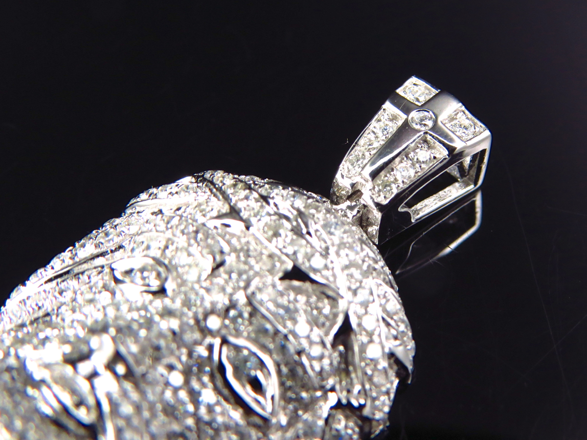 Flooded Genuine Diamond Jesus Pendant in White Gold(2.0 Ct)