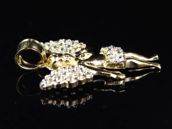 10K Yellow Gold Simulated Diamond Angelic Charm Pendant (1.0