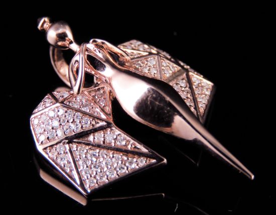 10K Rose Gold Real Diamond Angel Pendant 0.4 CT 1.25