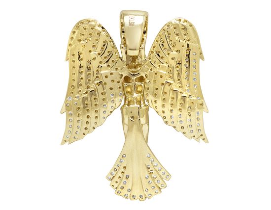 Yellow Gold Angel Wings Crucifix Jesus 1.95CT Diamond Pendant 1.6