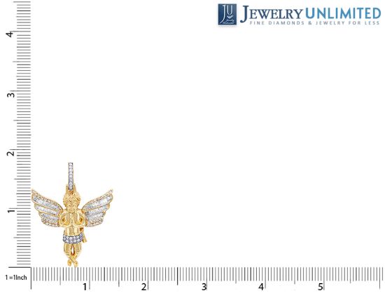 Baguette Winged Angel Praying Hands Diamond Pendant 1.2CT 10K Yellow Gold 1.8