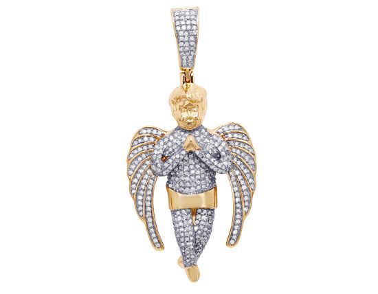 Praying Angel Diamond Pendant 1.30CT 10K Yellow Gold 2
