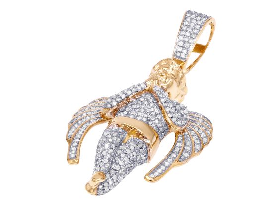 Praying Angel Diamond Pendant 1.30CT 10K Yellow Gold 2