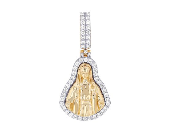 Mother Mary 0.875 CT Diamond Pendant 10K Yellow-White Gold