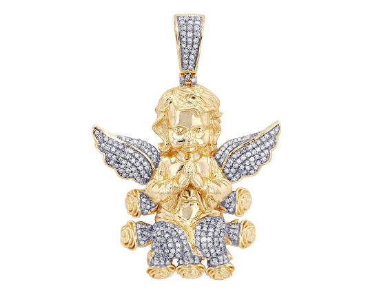 Angel Wings 1.20 CT Diamond Pendant 10K Yellow Gold