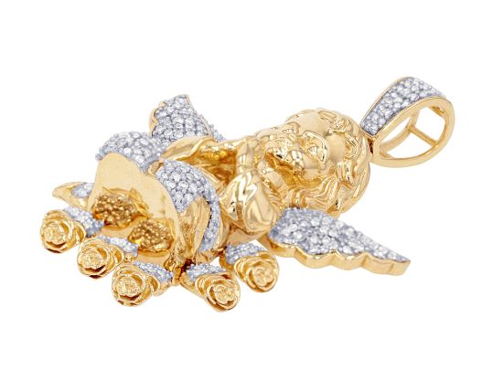 Angel Wings 1.20 CT Diamond Pendant 10K Yellow Gold