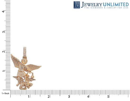 Pave'-Set St. Michael's 1.95 CT Diamond Slaying Devil Pendant 10k Yellow Gold 2.2
