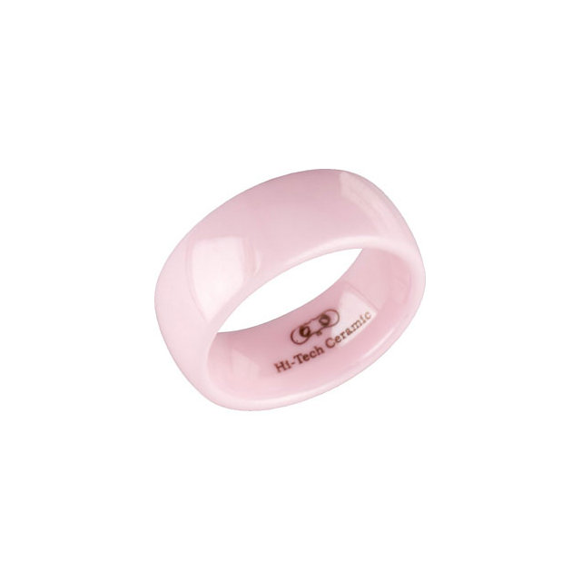 Pink Ceramic 7.5mm Domed Band Size 4