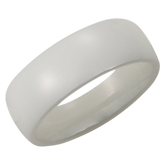 White Ceramic 8mm Domed Band Size 11