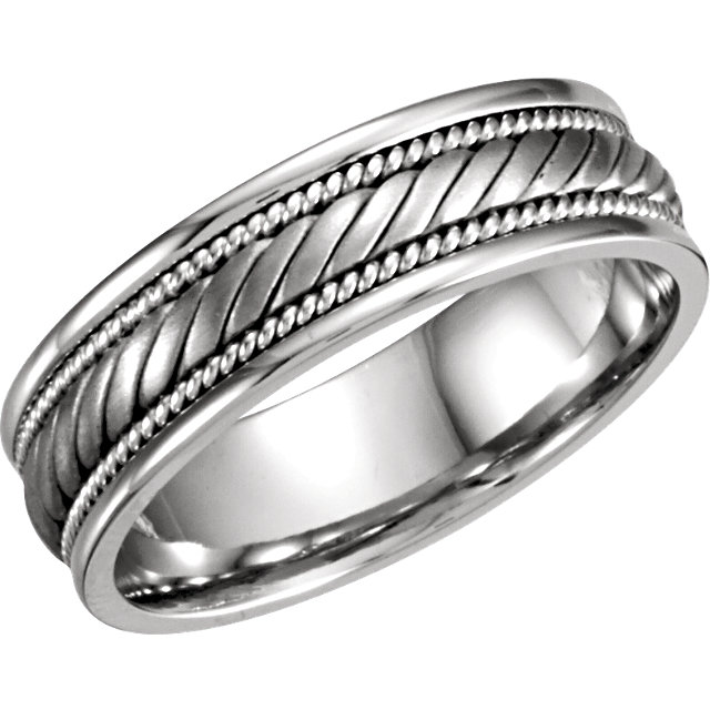 Platinum 6.75mm Hand Woven Band Size 10.25