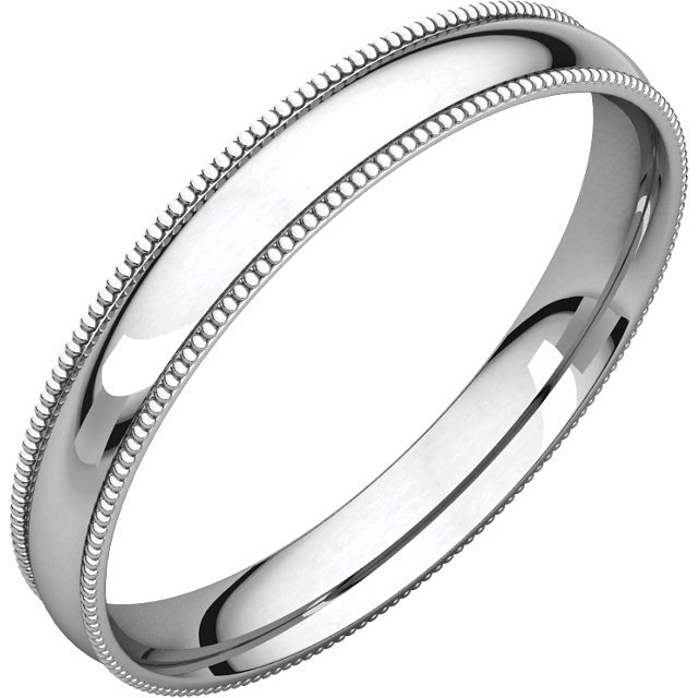 Continuum Sterling Silver 3mm Light Comfort Fit Milgrain Band